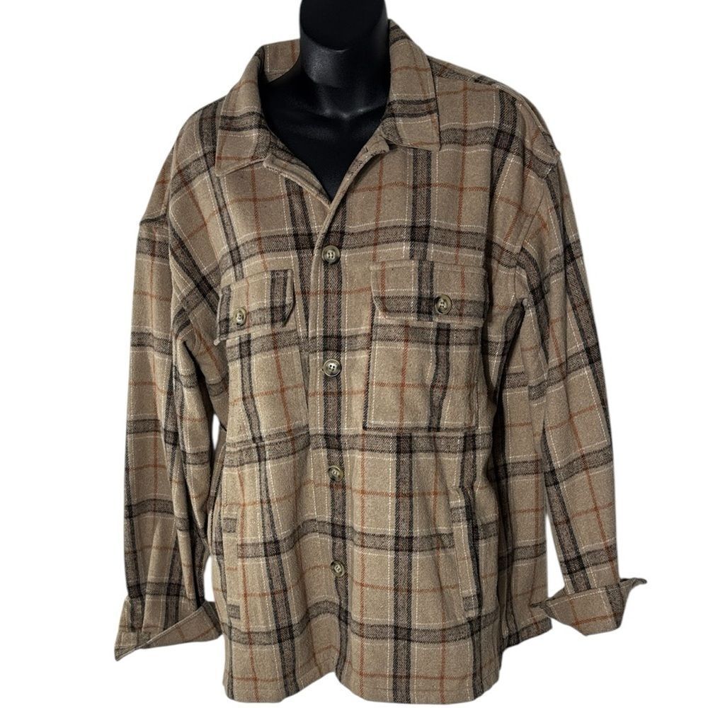 Ottway Australia men’s large Henderson plaid flannel button up shirt wool blend